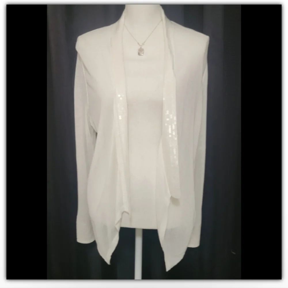 Chico's cardigan with sequence details of collar and cuffs size 1